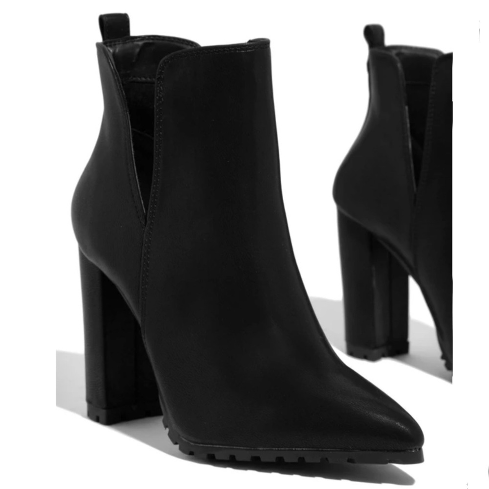 Black Faux Leather Ankle Bootie - Picture 5 of 5